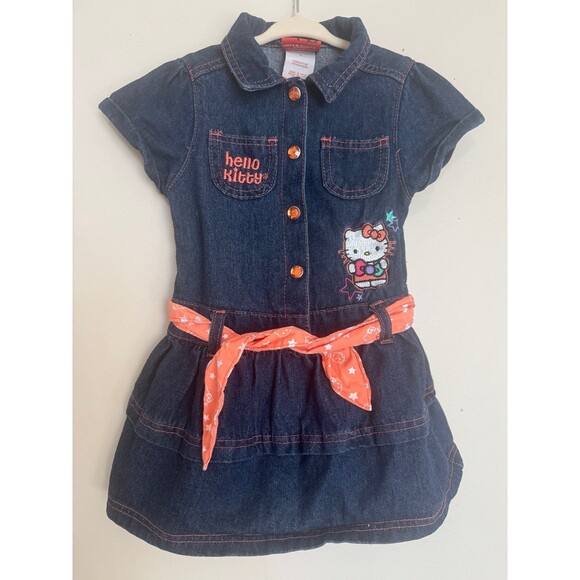 Hello Kitty Size 4 Denim dress Y2K Style - Picture 1 of 4